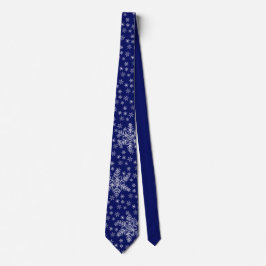 Motif de flocons blancs sur Cravate bleu foncé
