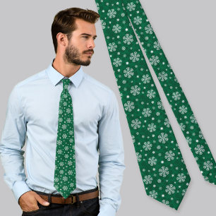 Motif de flocons de neige sur cravate verte cadmiu