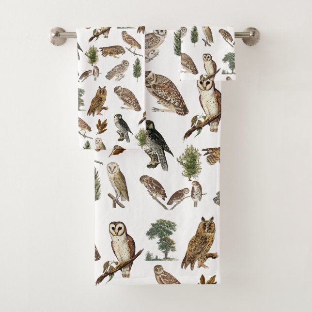 Motif de forêt de l'aquarelle de la Chouette vinta (En situation)