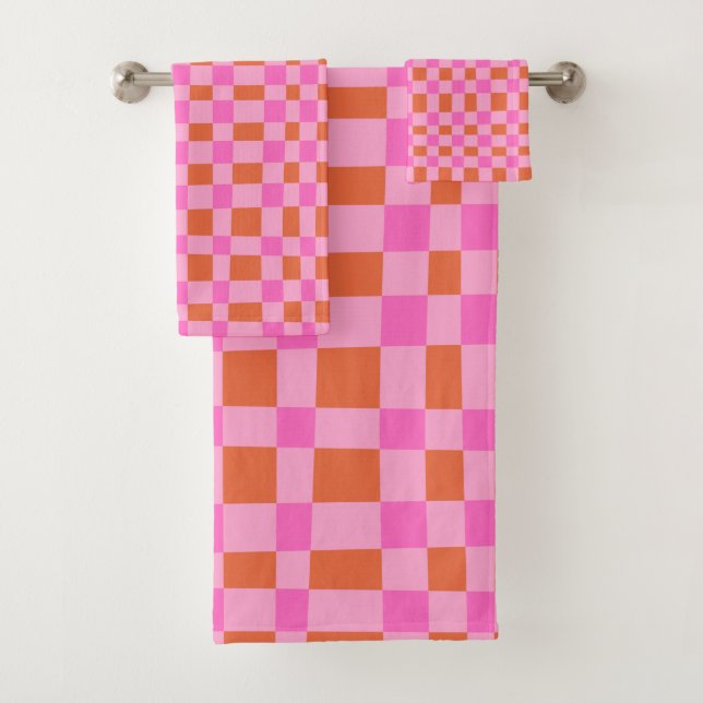 Motif de formes À damiers Abstraites en rose   (En situation)