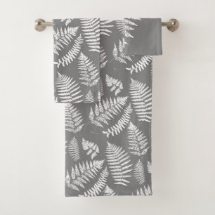 Motif de fougère de région boisée, gris/gris et