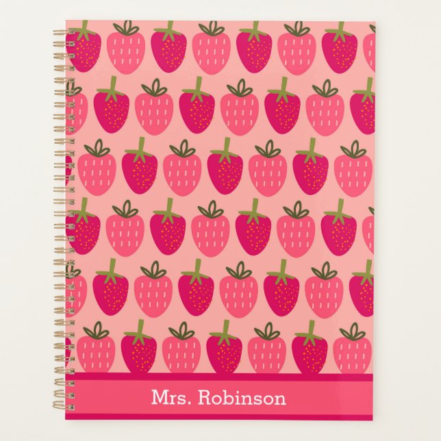 Motif de fraise rose mignonne mensuel et hebdomada (Devant)