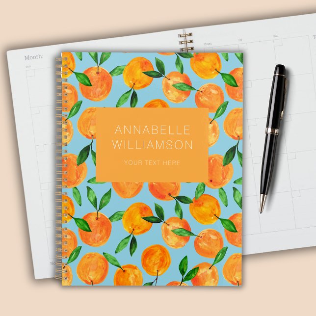 Motif de fruits d'oranges de agrumes personnalisé (Citrus orange summer fruit  personalized planner.)