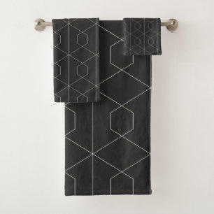 Motif de géométrie linéaire Art déco noir et b