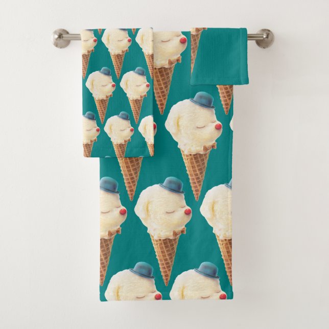 Motif de glace de Bichon souriant sarcelle Art (En situation)