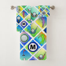 Motif de golf Blue Initial