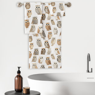 Motif de hibou à l'aquarelle mignon Beige Gris Neu