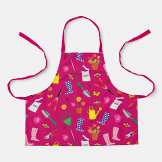 Motif de jardinage pour filles sur tablier rose