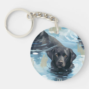 Motif de Labrador noir nageant