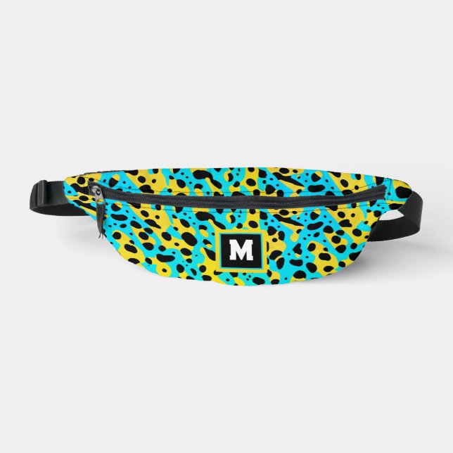 Motif de léopard turquoise abstrait cool Monogramm (Recto)