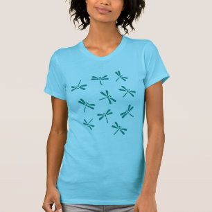 Motif de libellules japonais en T-shirt turquoise
