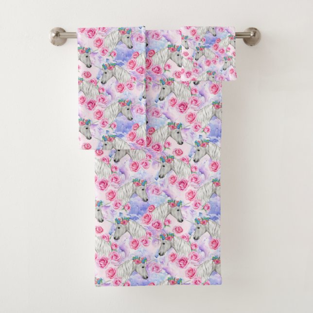 Motif de licornes et de roses (En situation)