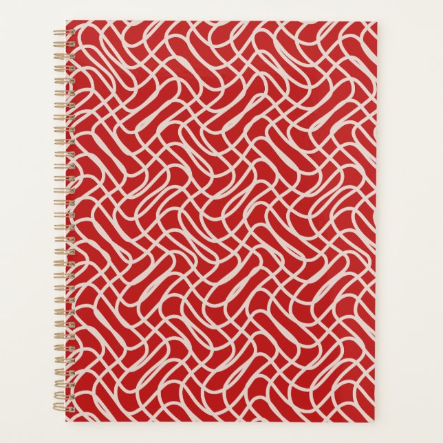 Motif De Ligne Abstraite Rouge Et Crème (Devant)