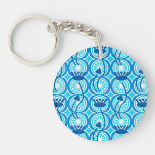 motif de lotus égyptien, cobalt et turquoise