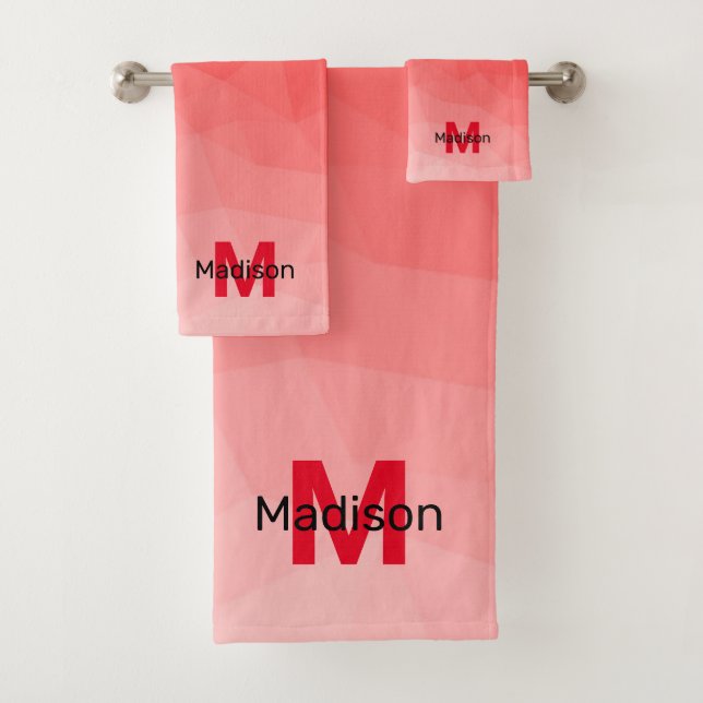 Motif de maille géométrique à dégradé rouge Monogr (En situation)