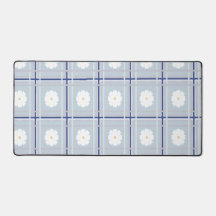 Motif de marguerite à carreaux bleus