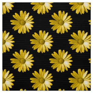 Motif de marguerite - Ambre sur tissu noir