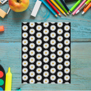 Motif de marguerite blanc sur papier noir