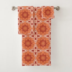 Motif de marguerite géométrique en Mandarin Orange