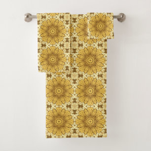 Motif de marguerite géométrique en Or de moutarde