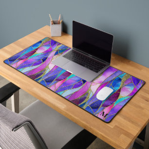 Motif de mosaïque de verre teinté violet et bleu