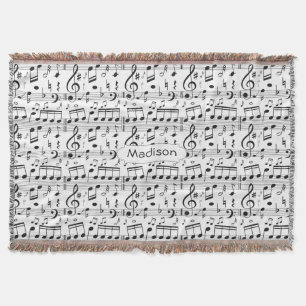Motif de musique nom personnalisé jeter couverture