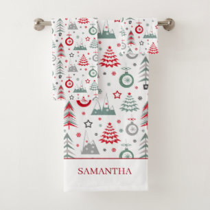 Motif de Noël d'hiver. Ensemble de serviettes de b