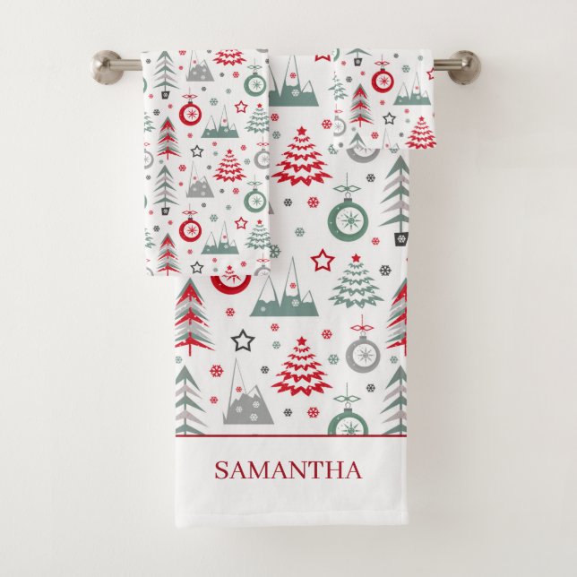 Motif de Noël d'hiver. Ensemble de serviettes de b (En situation)