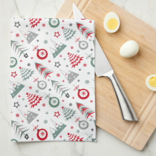 Motif de Noël d'hiver. Serviette de cuisine