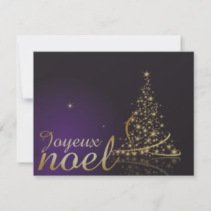Motif de Noël pourpre avec arbre de Noël doré Einladung
