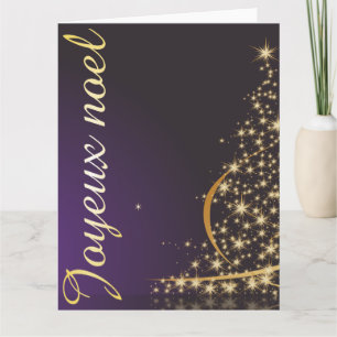 Motif de Noël pourpre avec arbre de Noël doré Karte