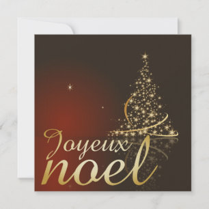 Motif de Noël rouge avec arbre de Noël doré Einladung
