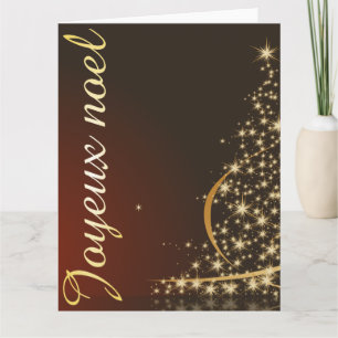 Motif de Noël rouge avec arbre de Noël doré Karte