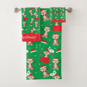 Motif de Noël singe Santa Hat Red Green