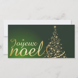 Motif de Noël vert avec arbre de Noël doré Dankeskarte