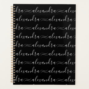 Motif de nom de script personnalisé moderne noir e