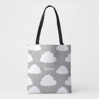 Motif de nuages blancs Sac fourre-tout gris person