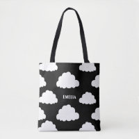Motif de nuages blancs Sac fourre-tout noir person