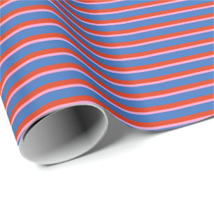 Motif de papier cadeau à rayures rétro bleu rouge 