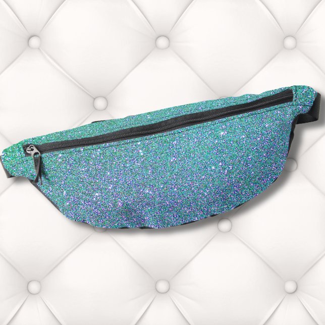 Motif de Parties scintillant Turquoise bleu vert t (Trendy Gradient Ombre Green Teal Blue Glitter Fanny Pack)
