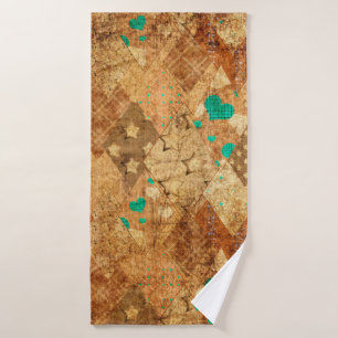 Motif de patchwork de grunge Brown avec étoiles e