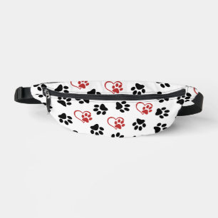 Motif de pattes, pattes noires, pattes rouges, cœu