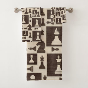 Motif de pièces d'échecs - Texture en bois