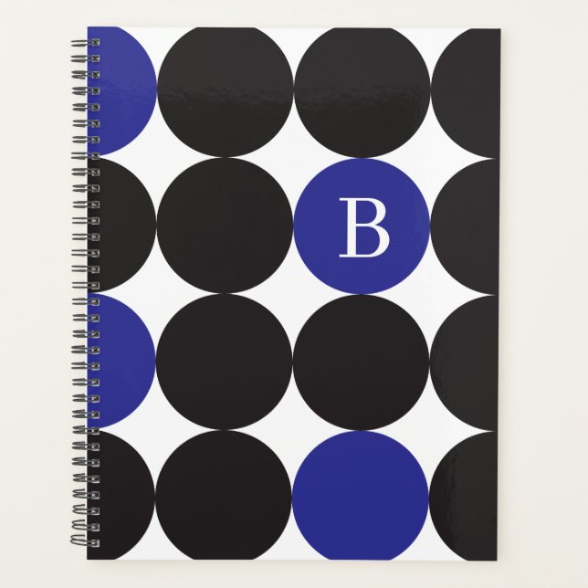 Motif de point bleu noir monogramme en gras (Devant)