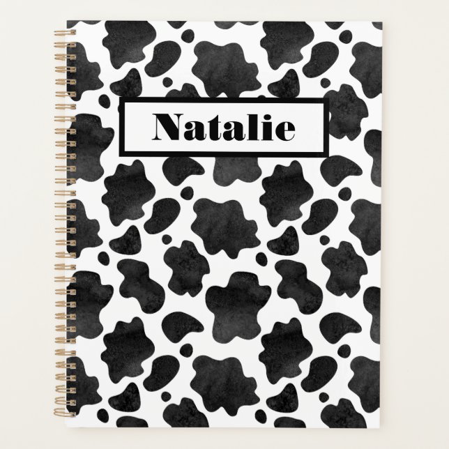 Motif de points de vache Poster de animal noir et  (Devant)