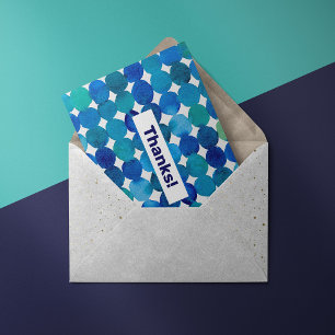 Motif de points Merci - carte postale bleue et ver