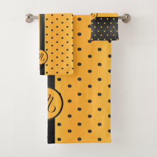 Motif de points Polka noir et jaune