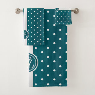 Motif de points Polka Turquoises et blancs monogra