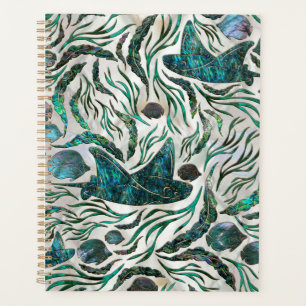 Motif de poisson stingray et squelette Abalone