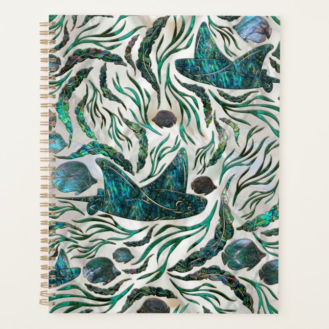 Motif de poisson stingray et squelette Abalone (Devant)